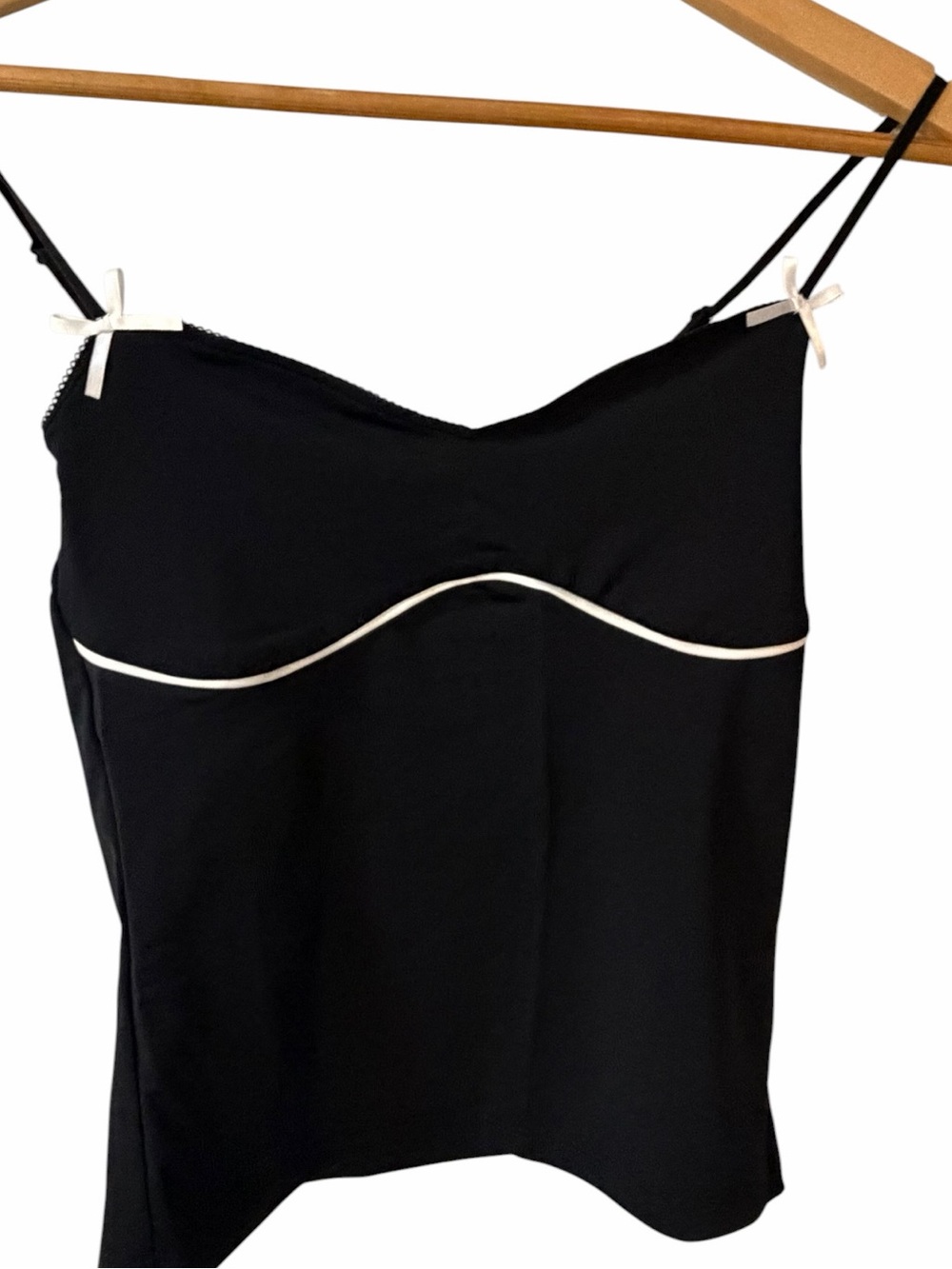Zara Black Cami Top with shoulder bows XS